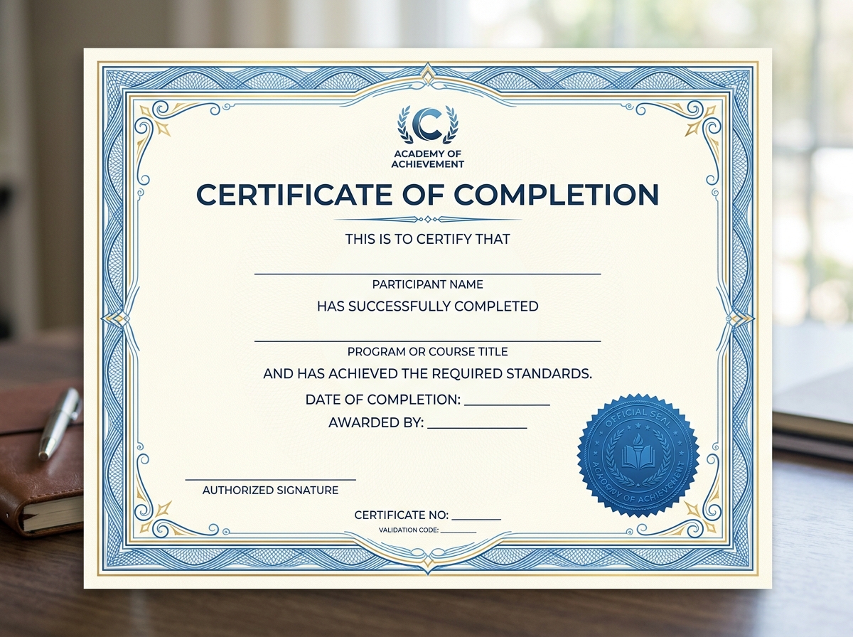 Excellence Certification Blue Design