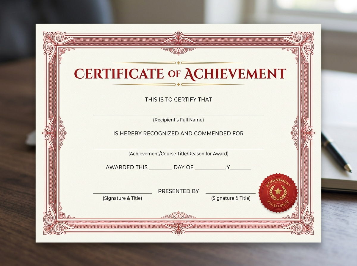 Excellence Certification Red Design